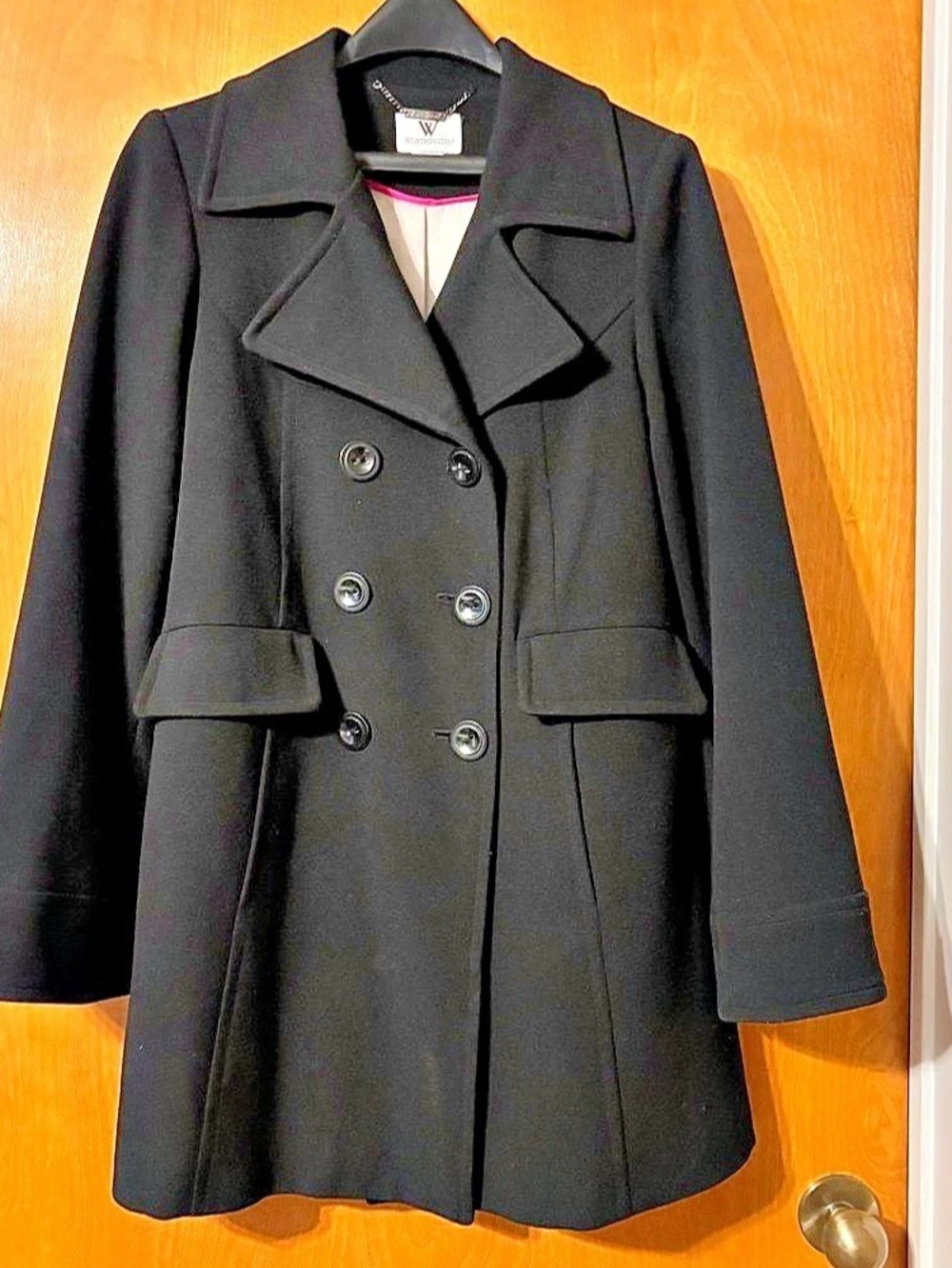 Worthington Double-Breasted Pea Coat in Black Size Small Like New
